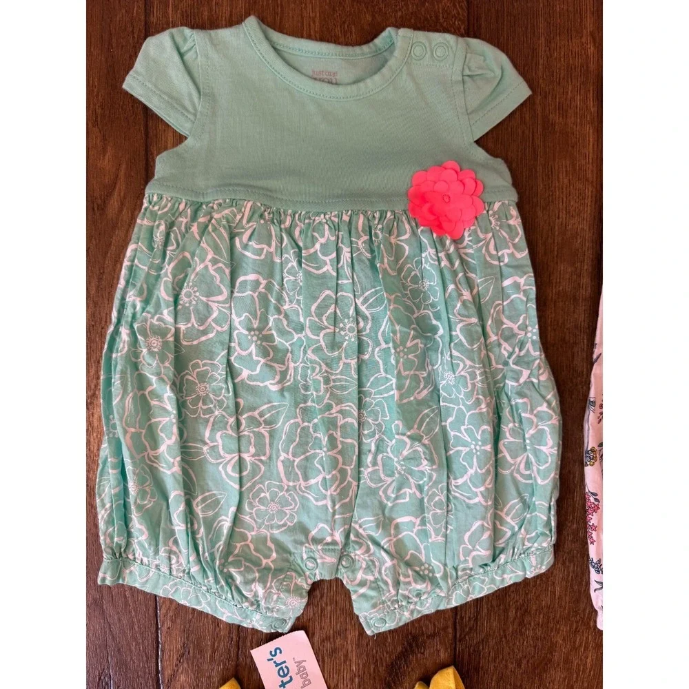 Carters Baby‎ Girl Clothes Lot 3 Months Rompers Outfits Summer Sand Castle